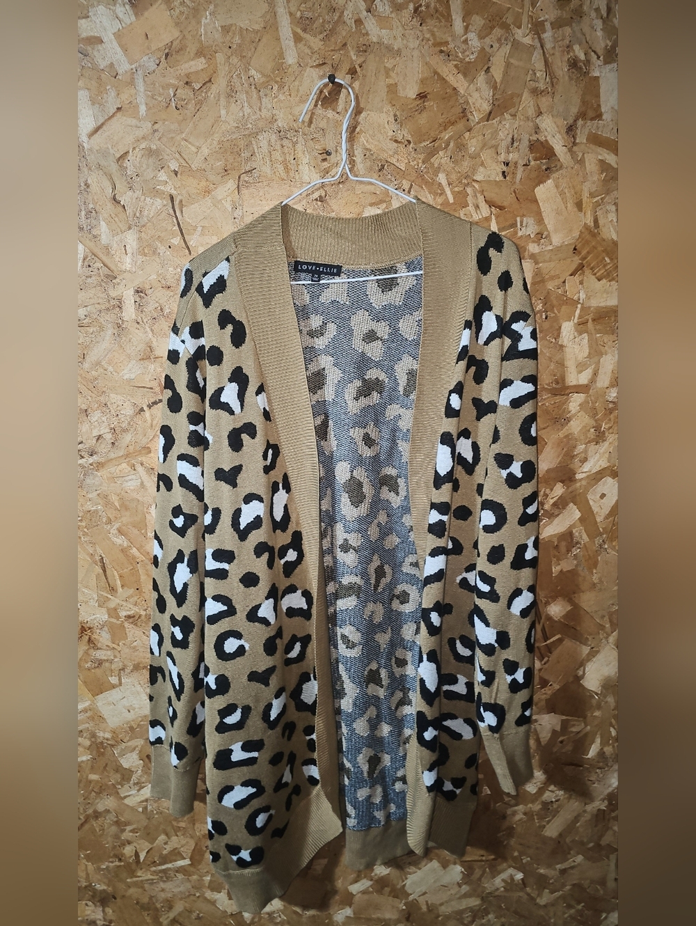 Camel Leopard Open-Front Cardigan